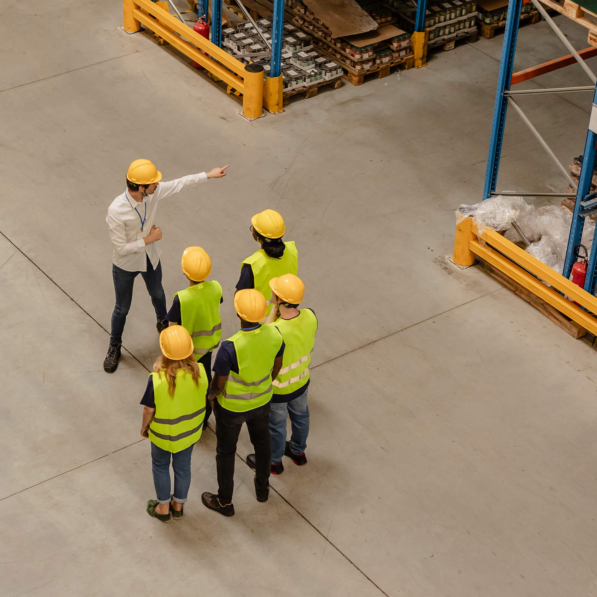 Safety training in a warehouse